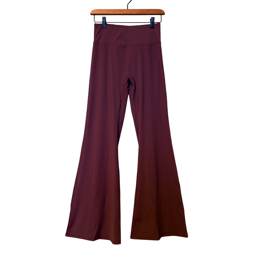 Women High Waisted Flare‎ Leggings Scrunch Butt Yoga Pants mauve  Small